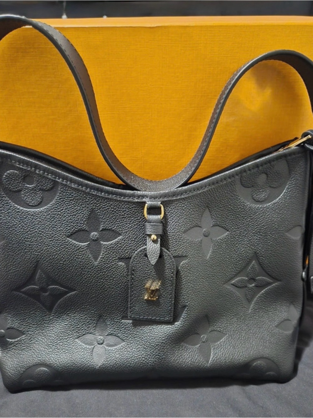 Louis Vuitton Black Monogram Empreinte Shoulder Bag with Navy Interior - Picture 6 of 8